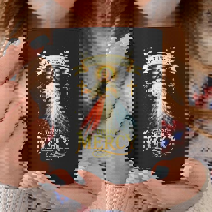 Jesus I Trust In You 神の慈悲 カトリック クリスチャン イエス 長袖tシャツ コーヒーマグ 面白い贈り物