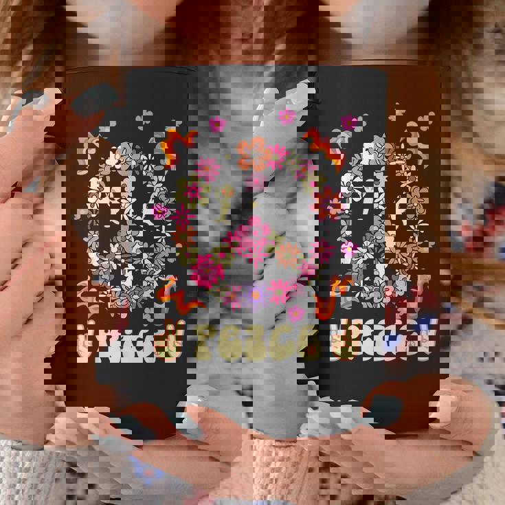 Peace 60年代風 フラワーデザイン コーヒーマグ 面白い贈り物