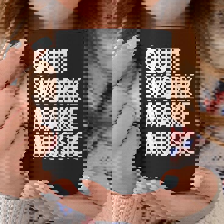 Quit Work Make Music 半袖 コーヒーマグ 面白い贈り物