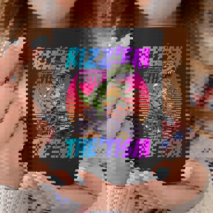 Rizz 'Em With The Tism 恐竜 T-Rex Meme Autism コーヒーマグ 面白い贈り物