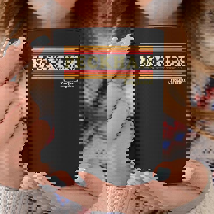 Vintage 80s Peckham England Retro Graphic Coffee Mug Unique Gifts