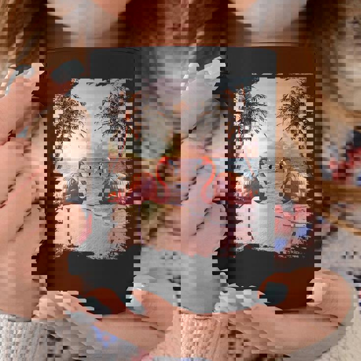 かわいいカラフルなフラミンゴヤシの木 コーヒーマグ 面白い贈り物