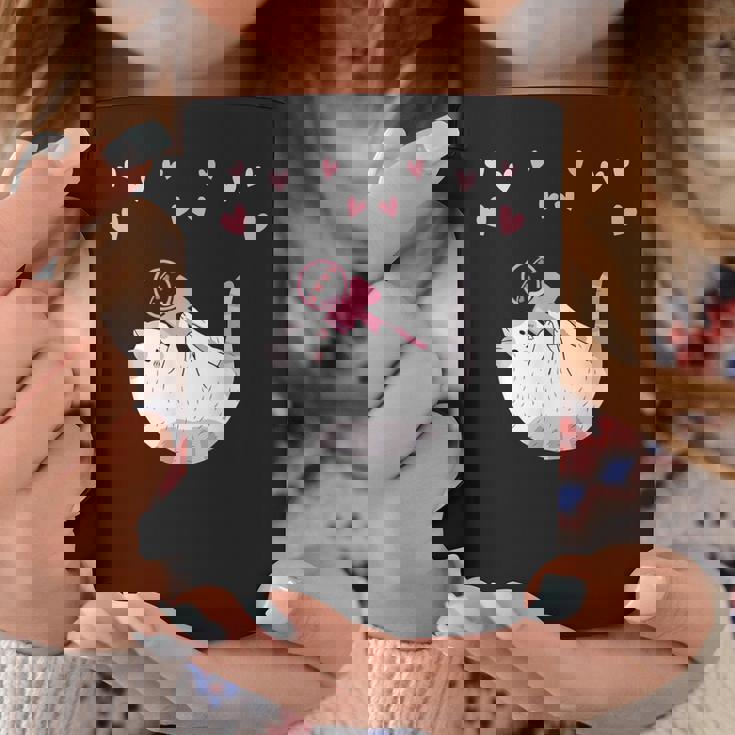 かわいい毛糸の猫はけん玉ハートを弾く コーヒーマグ 面白い贈り物