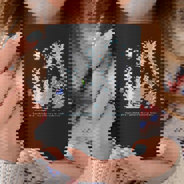 みんなの地球 アニマル キリン カンガルー カピバラ クアッカワラビー ワオキツネザル ハリネズミ メンズ レディース コーヒーマグ 面白い贈り物