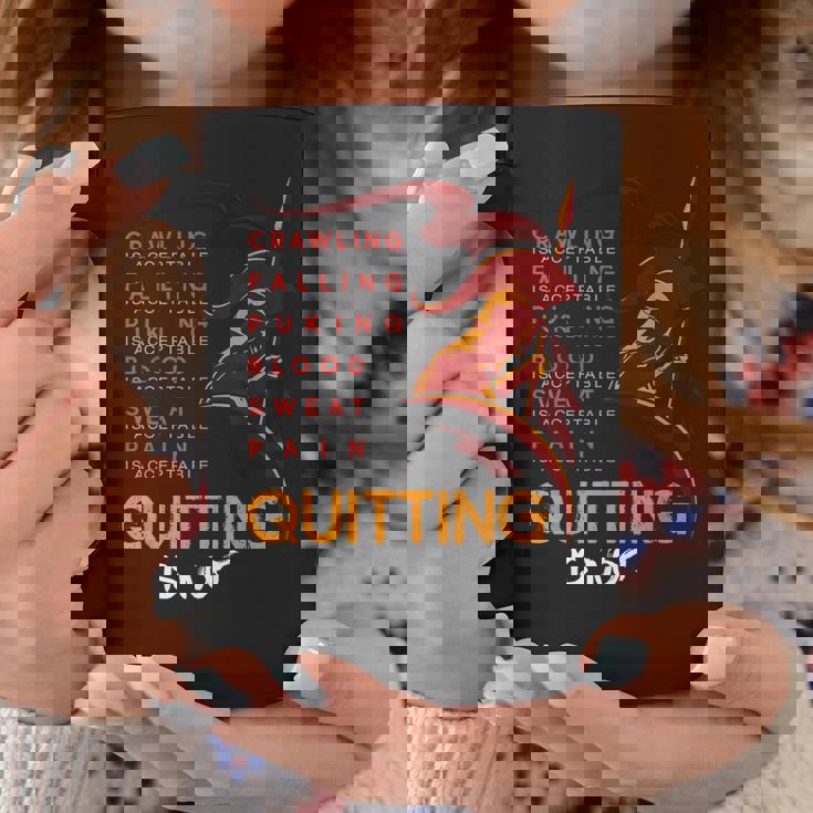 やめることは許されない スパルタンとマッドレース コーヒーマグ 面白い贈り物