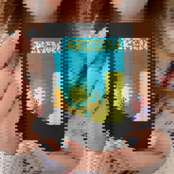 アリゾナ州の地図、モダンな抽象的なアリゾナ砂漠、サボテン コーヒーマグ 面白い贈り物