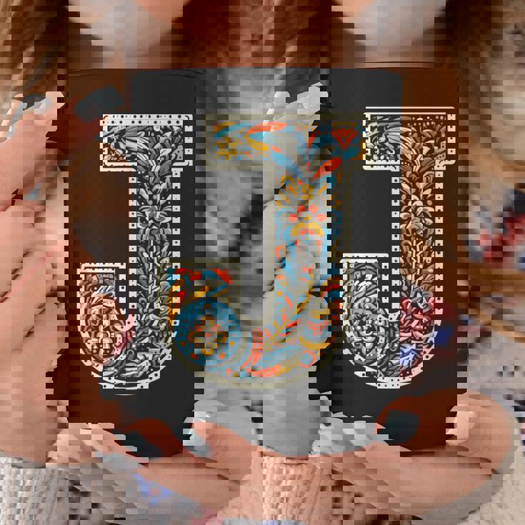 イニシャル 名前 文字 J アルファベット 民芸風 コーヒーマグ 面白い贈り物