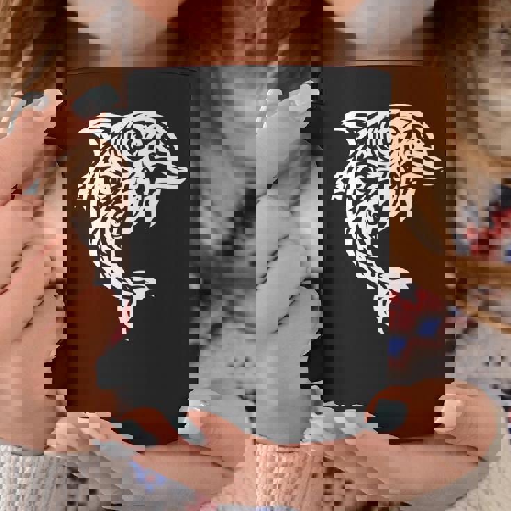 イルカ ポリネシアン トライバル マオリ ライトパターン イルカ 長袖tシャツ コーヒーマグ 面白い贈り物