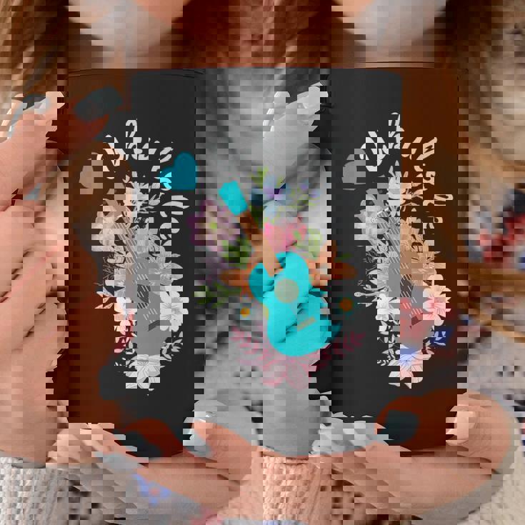 ウクレレギフト 70年代の花のウクレレ奏者 コーヒーマグ 面白い贈り物