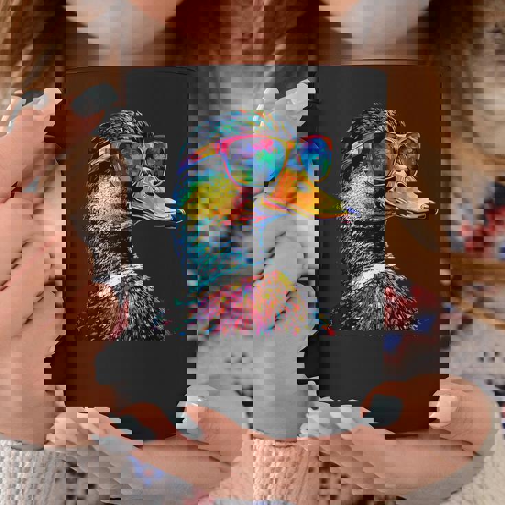 カラフルな虹色のアヒル マガモ ドレイク 小さなアヒル コーヒーマグ 面白い贈り物