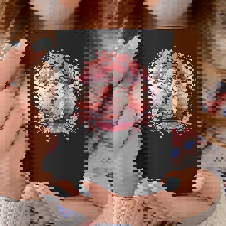 キツネ キツネ 九尾キツネ 桜花 コーヒーマグ 面白い贈り物