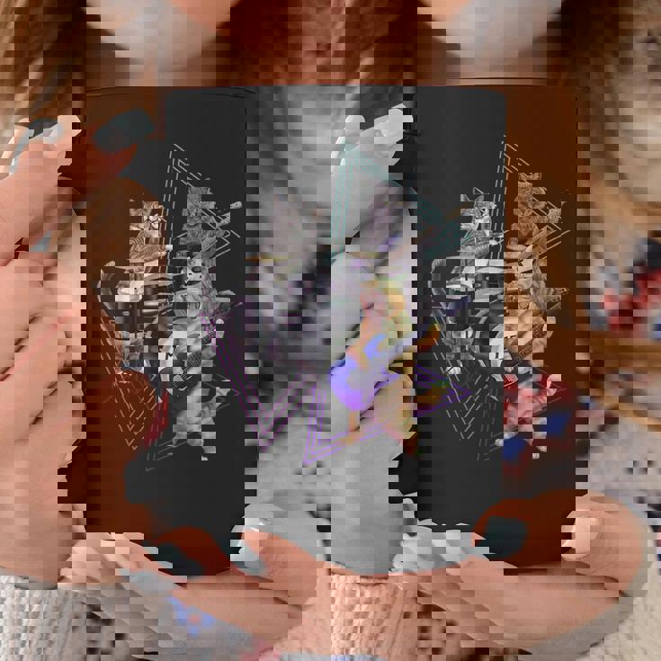 キャットバンド-ベース、ギター、ドラムセットのロックキティ コーヒーマグ 面白い贈り物