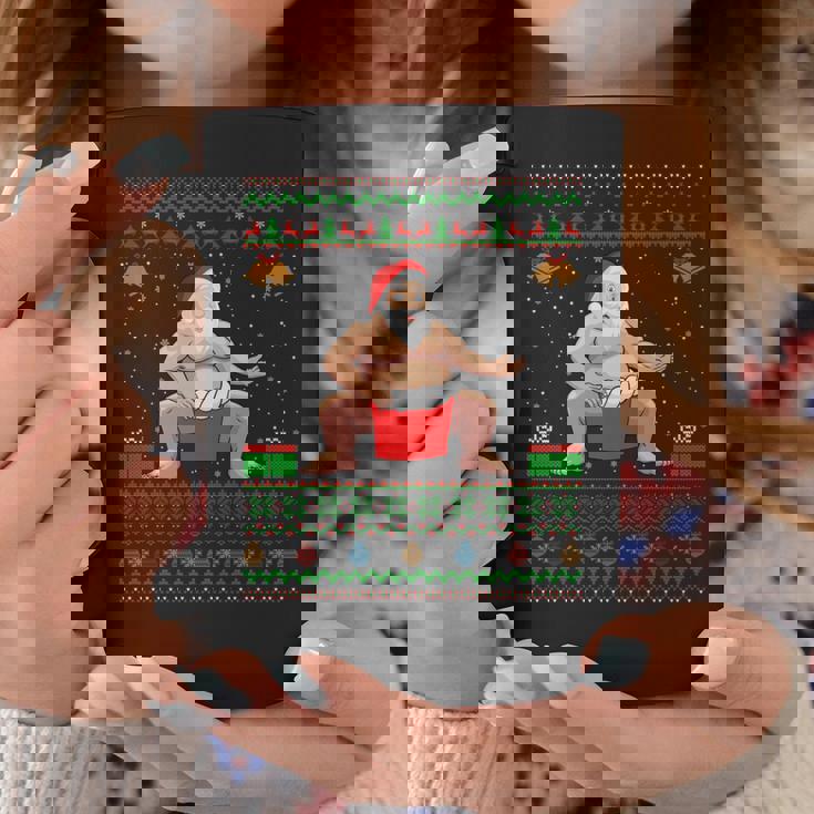 クリスマスセータースタイル サンタ相撲 アグリークリスマス 長袖tシャツ コーヒーマグ 面白い贈り物