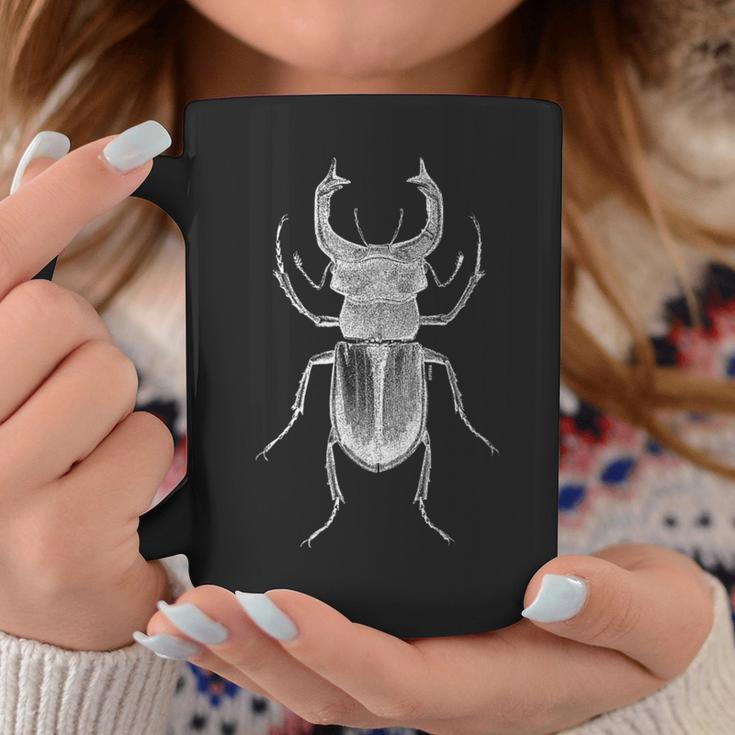 クワガタ愛好家と昆虫学者のためのヴィンテージ昆虫アート クールなクワガタ Cooltag Beetle コーヒーマグ 面白い贈り物