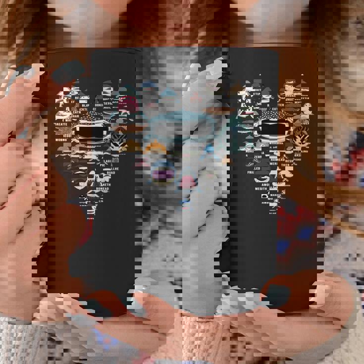 サメの識別 サメの顔 サメのハート 長袖tシャツ コーヒーマグ 面白い贈り物