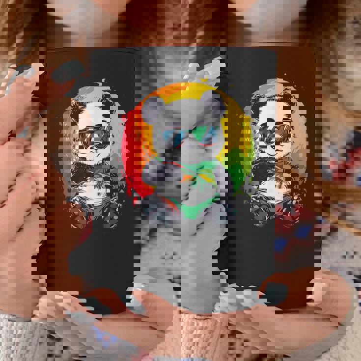 サングラス付きパンダ ラスタカラー コーヒーマグ 面白い贈り物