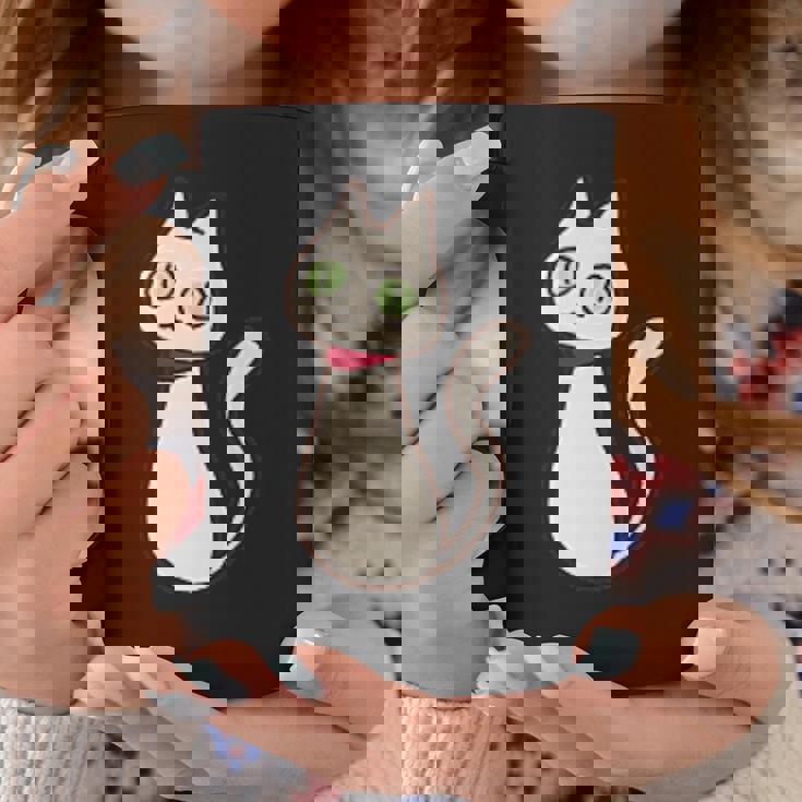 シロネコ 胸にワンポイント 落書き風 おもしろ コーヒーマグ 面白い贈り物