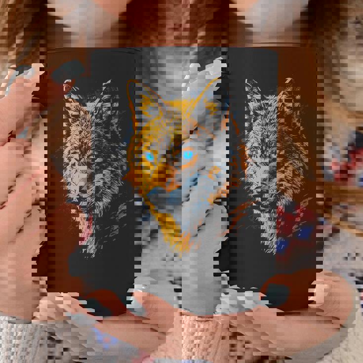 ジャッカル 動物モチーフ 青い目の作品 ジャッカル コーヒーマグ 面白い贈り物