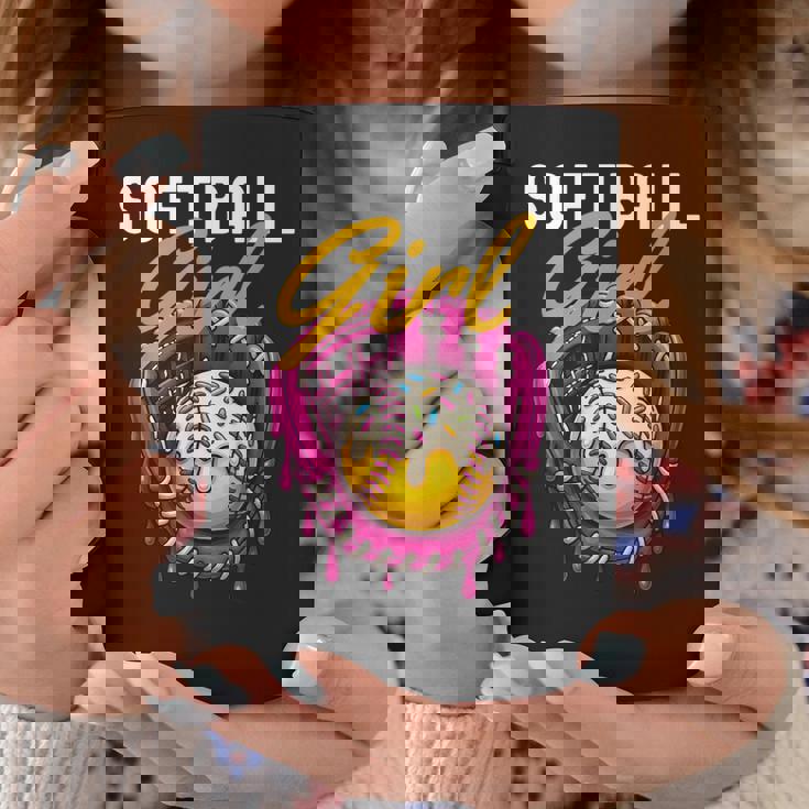 ソフトボール 女の子 名言 滴る アイスクリーム グラフィック ソフトボール ドリップ コーヒーマグ 面白い贈り物