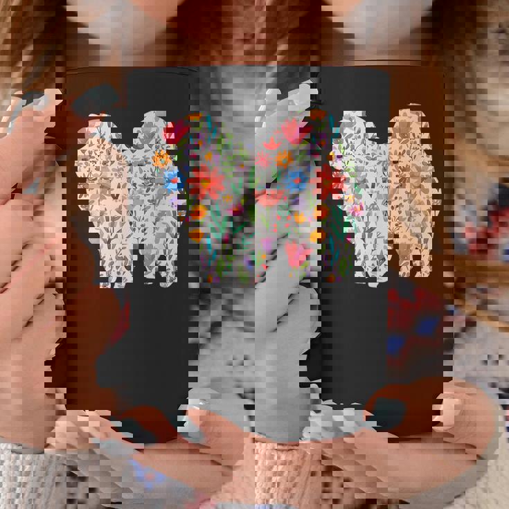 チャウチャウ 水彩 花 デザイン コーヒーマグ 面白い贈り物