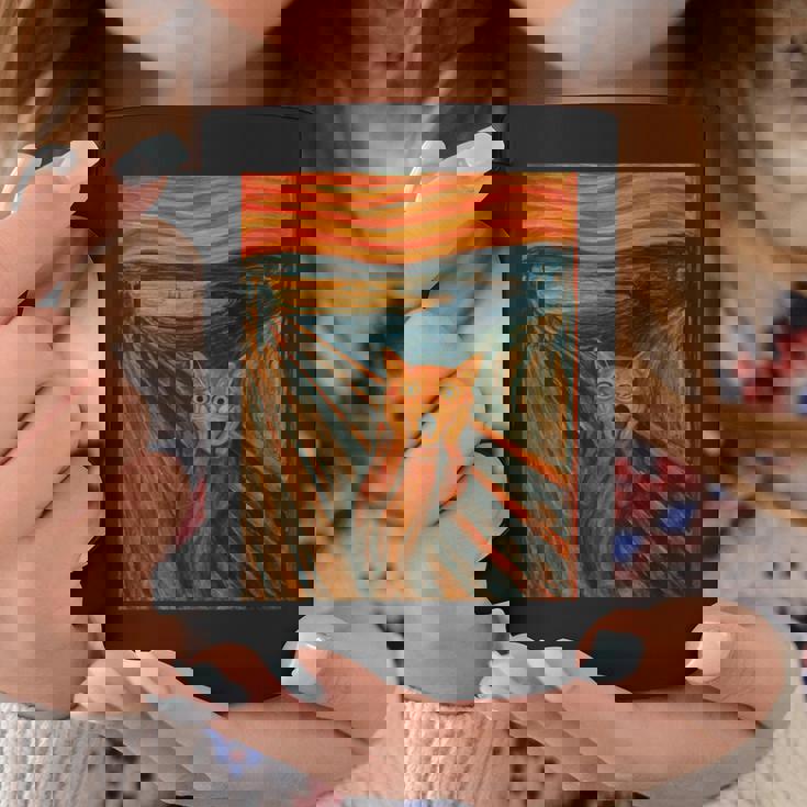 ニャンコの叫び 面白い 猫 ムンクの叫び パロディ おもしろ 服 おもしろグッズ ネタ 長袖tシャツ コーヒーマグ 面白い贈り物