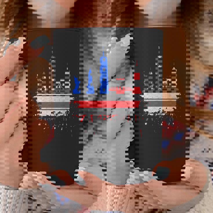 ニューヨーク・スカイライン 星条旗 アメリカ国旗アート Love Ny コーヒーマグ 面白い贈り物