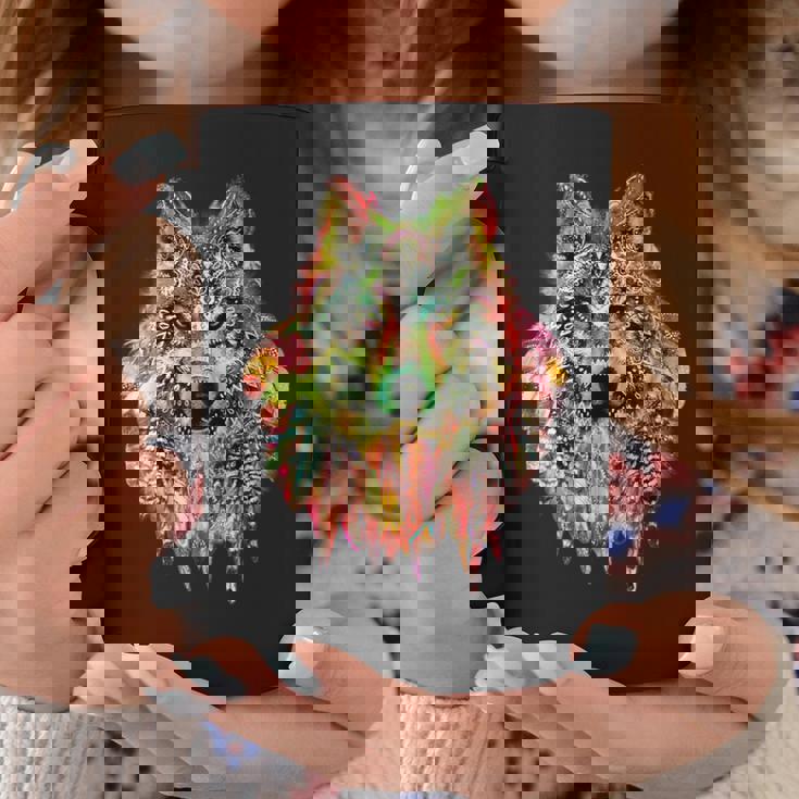 ネイティブアメリカンの羽 狼 星 プリティトレンディ コーヒーマグ 面白い贈り物