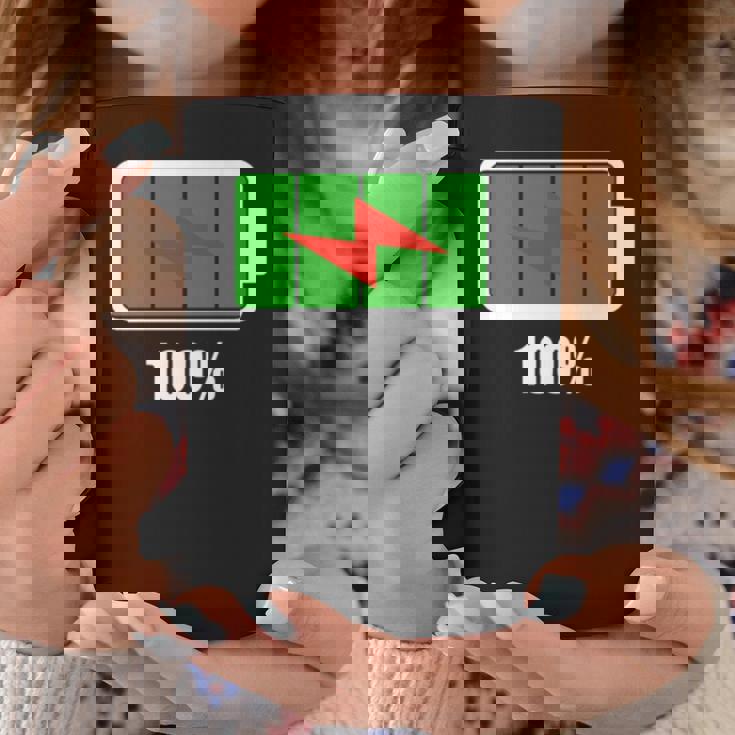 バッテリー100シャツ残量バッテリーフルパワーバッテリーフル。 長袖tシャツ コーヒーマグ 面白い贈り物