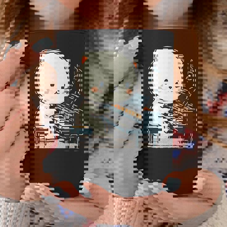 ピアノを弾くかわいい猫 ヴィンテージ かわいい猫 アート 日本アニメ コーヒーマグ 面白い贈り物