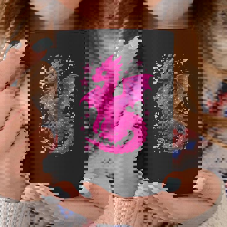 ピンクファンタジー ドラゴンと星 長袖tシャツ コーヒーマグ 面白い贈り物