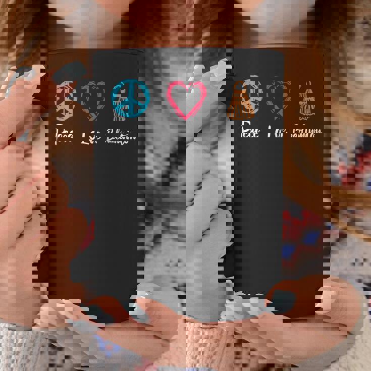 ピース・ラブ・バドミントン アイ・ラブ・バドミントン 長袖tシャツ コーヒーマグ 面白い贈り物