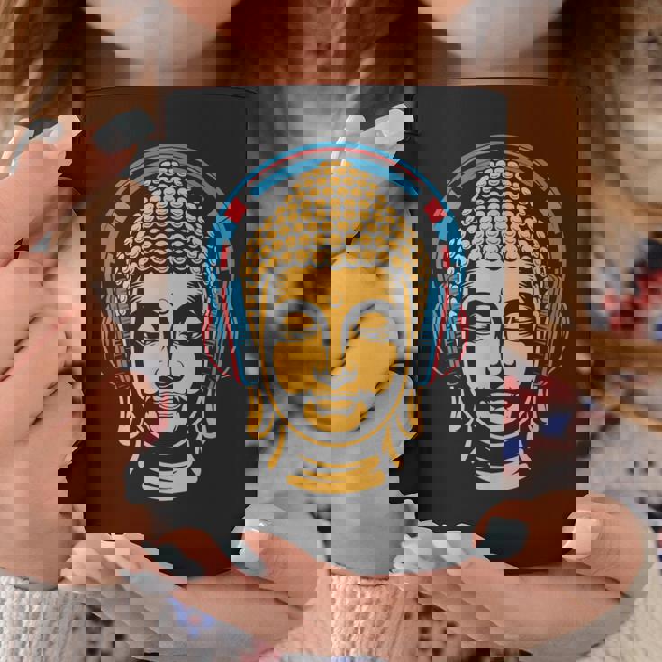 ブッダとヘッドフォン マインドフルネス 音楽 ボーホー 禅 仏教 コーヒーマグ 面白い贈り物