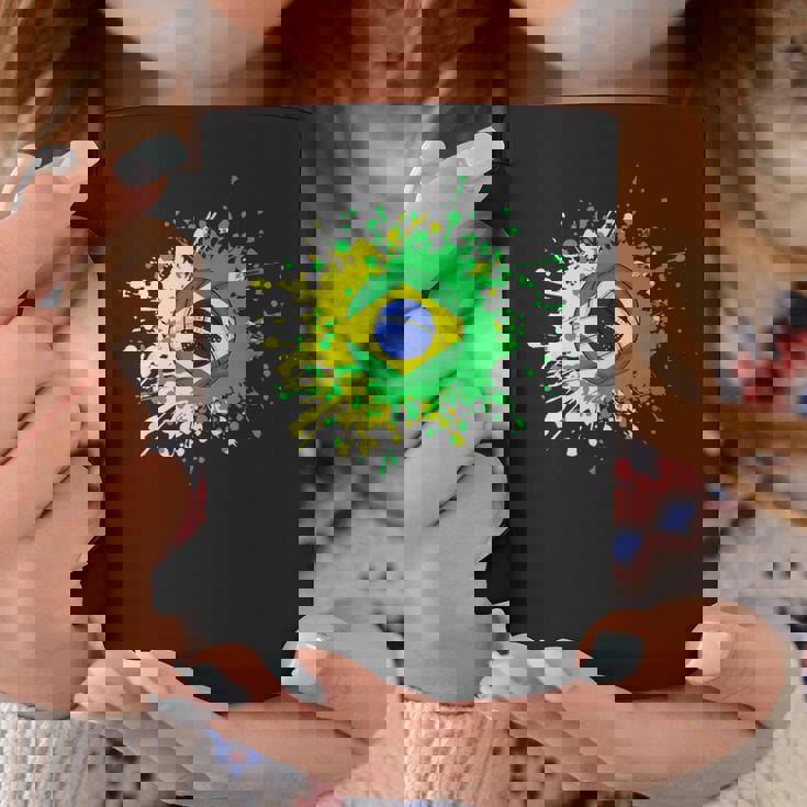 ブラジルの旗が付いたブラジルのバレーボール コーヒーマグ 面白い贈り物