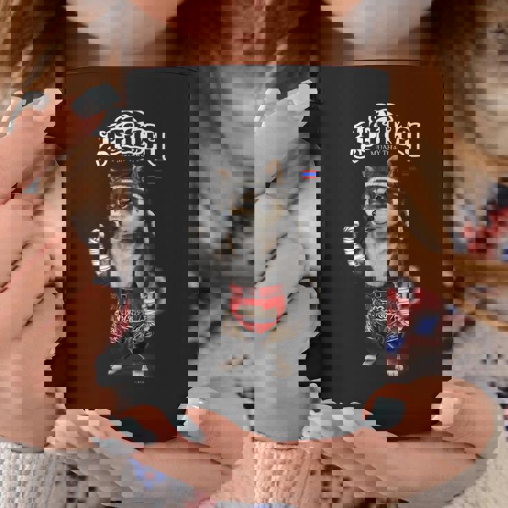 ブラック柴犬 ムエタイ キックボクシングチャンピオン コーヒーマグ 面白い贈り物