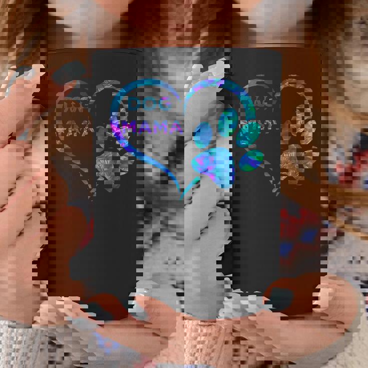 ブルーティールパープル ドッグママと足跡プリント ハート 犬 ママ コーヒーマグ 面白い贈り物