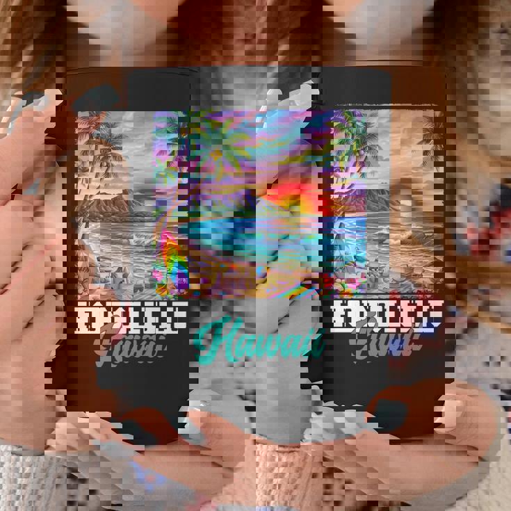 ホノルル ハワイ ハワイアン 波 ビーチ 夏 サーフィン レトロ 長袖tシャツ コーヒーマグ 面白い贈り物