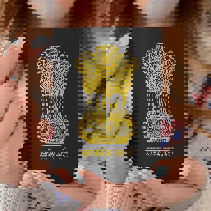 ライオンエンブレム インド国旗 ヒヌ ヒンディー語 デリー ムンバイ コーヒーマグ 面白い贈り物