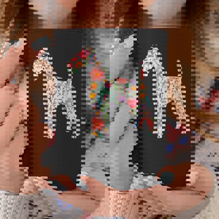 ワイヤーフォックステリア 水彩フラワーデザイン 長袖tシャツ コーヒーマグ 面白い贈り物