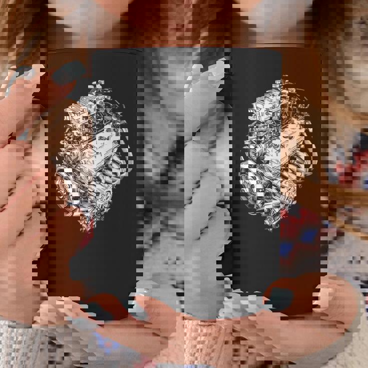 ヴィンテージカーエンジンコンポーネント 青写真 図 メンズグラフィック 長袖tシャツ コーヒーマグ 面白い贈り物