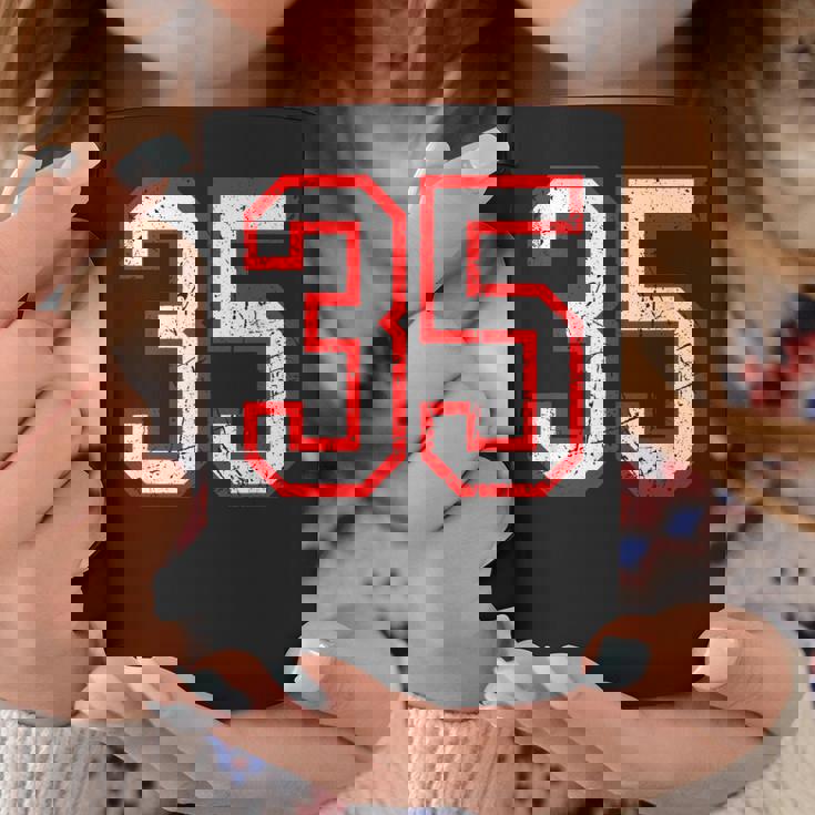 ヴィンテージナンバー 35 ホワイトレッドスポーツ代表チームナンバー 35 コーヒーマグ 面白い贈り物