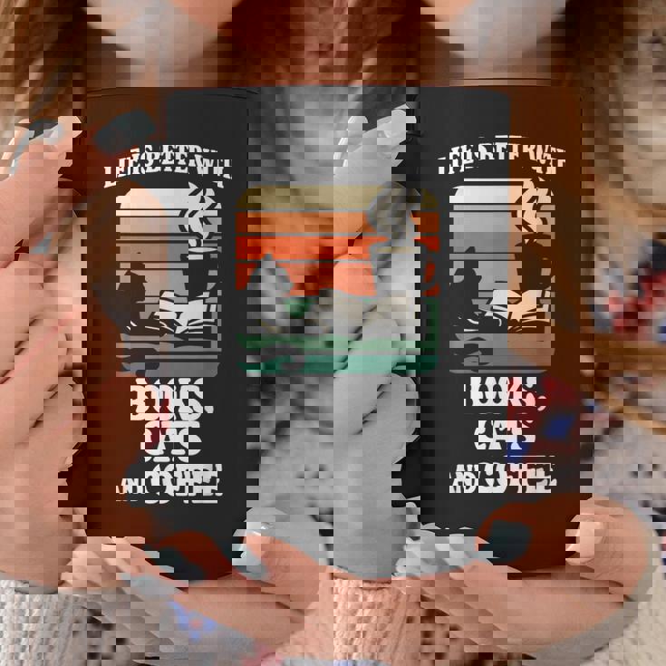 人生は本と猫と一緒に猫を読む カフェ 図書館 コーヒーマグ 面白い贈り物