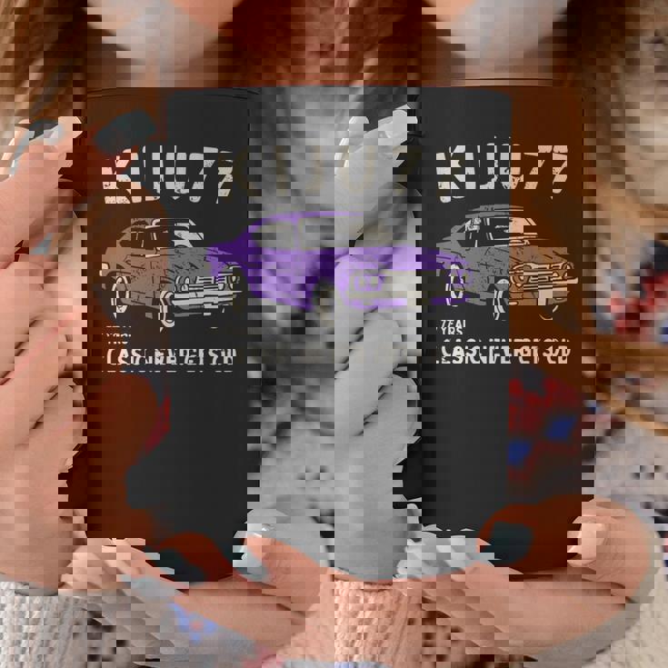 喜寿祝い 車好き お父さん 男性 クラシックカー 77歳 Classic Never Gets Old 長袖tシャツ コーヒーマグ 面白い贈り物