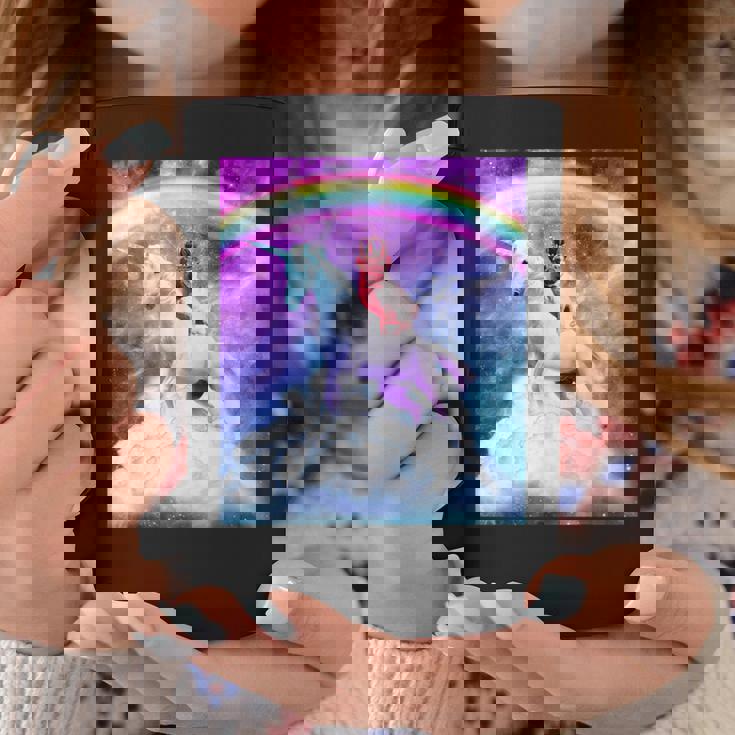 宇宙パグ 雲の上のレインボーユニコーン コーヒーマグ 面白い贈り物