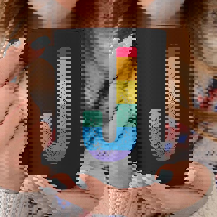 文字 J 大文字 アルファベット モノグラム イニシャル レインボー アルファベット J コーヒーマグ 面白い贈り物