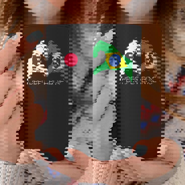 日本とブラジル ブラジル 日本人 パーフェクトヘリテージ ハート 長袖tシャツ コーヒーマグ 面白い贈り物