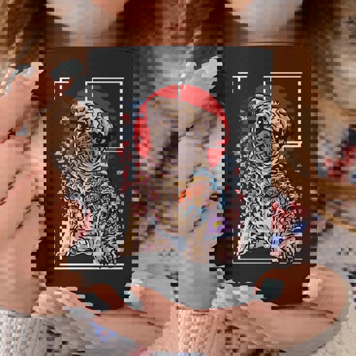 日本のタトゥー パグ 犬 パグ ヤクザの恋人 鯉の魚 長袖tシャツ コーヒーマグ 面白い贈り物