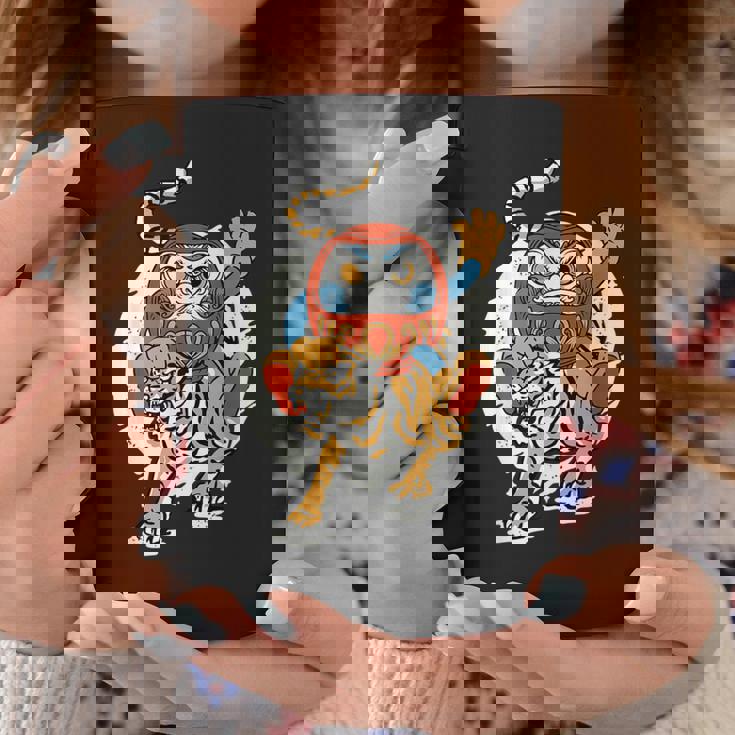 日本のトラ ラッキーだるま人形 日本の伝統 コーヒーマグ 面白い贈り物