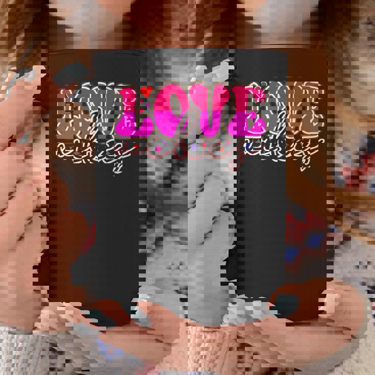 明るいピンク Loveibes ハート ネオンエナジー 長袖tシャツ コーヒーマグ 面白い贈り物