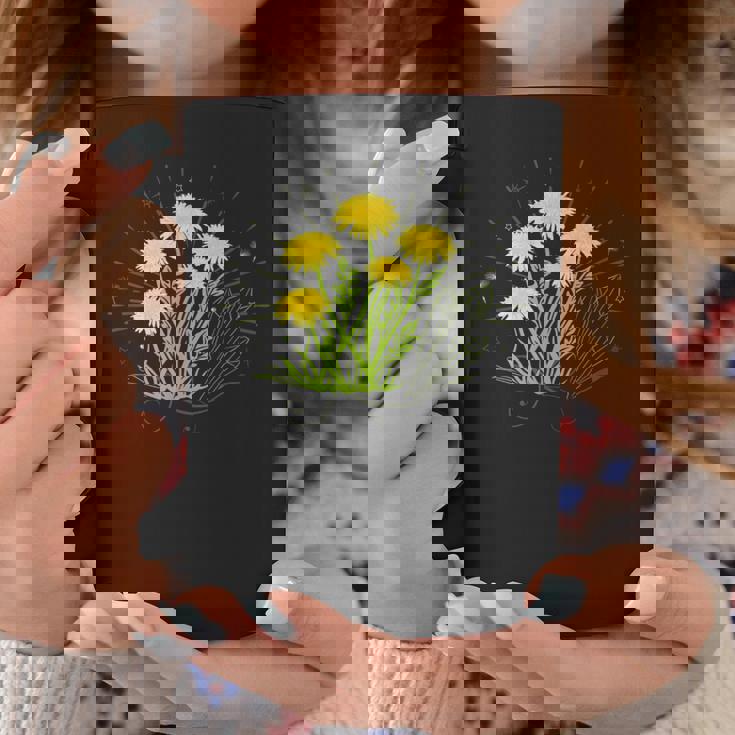 星と水晶の先端の夏の花とタンポポ コーヒーマグ 面白い贈り物