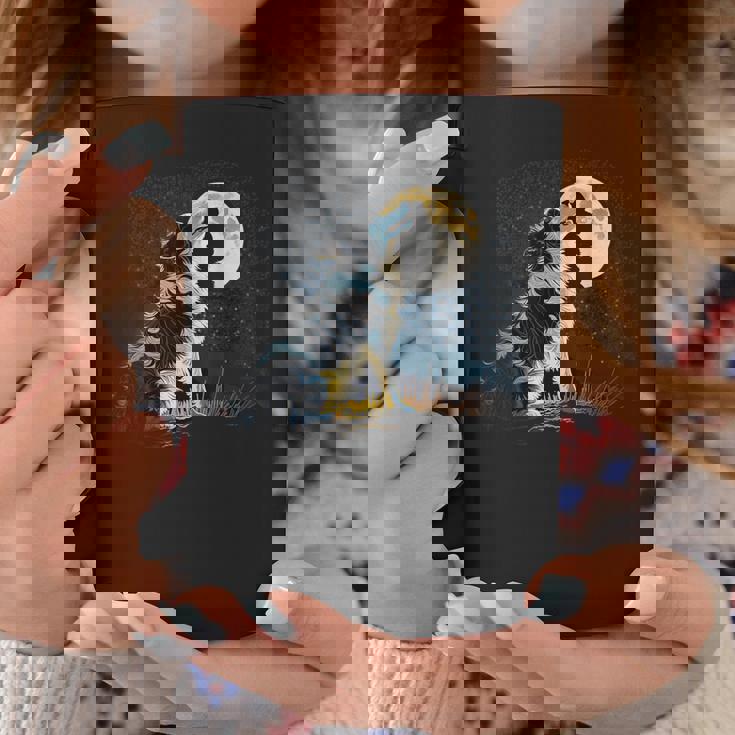 月に吠える美しいボーダーコリー犬 コーヒーマグ 面白い贈り物